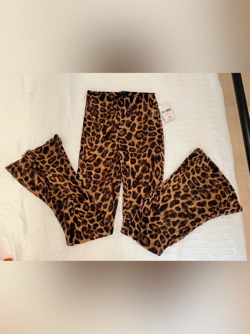 Forever 21 Leopard Print Wide-Leg Pants see through - Brown Black SIZE XS